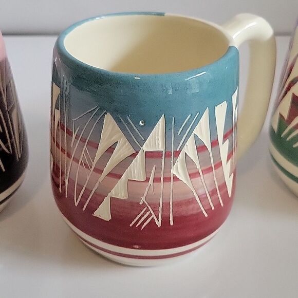 Vintage Signed Ute Navajo Pottery mug Coffee Cup Excellent set of 4 - Picture 5 of 11